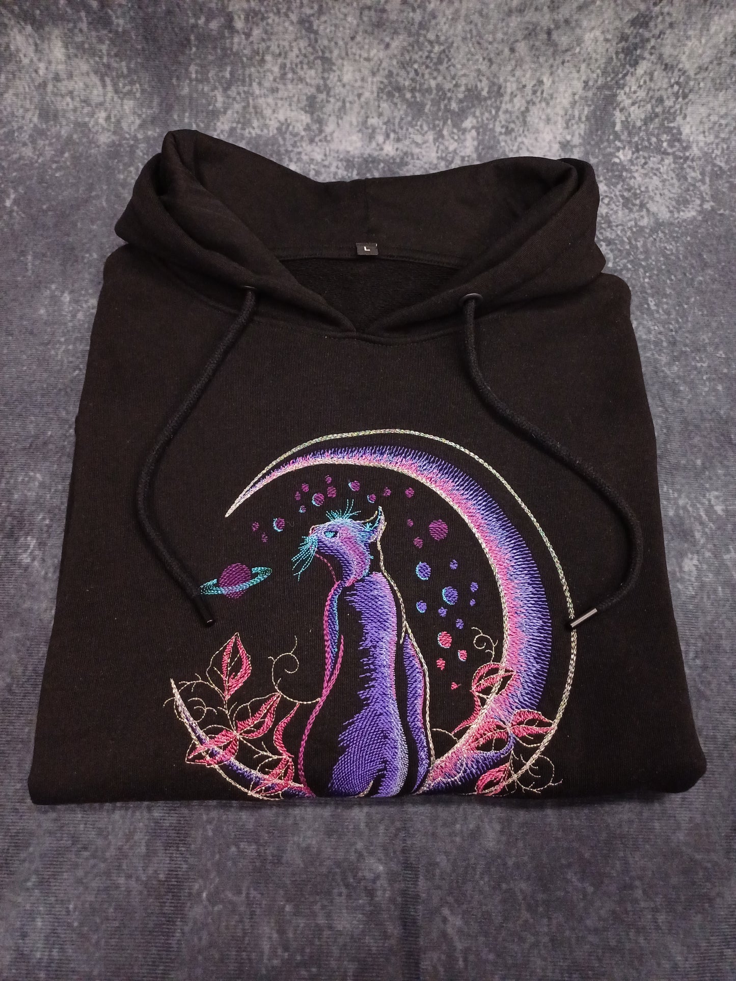 Moon Cat Embroidered Sweatshirt