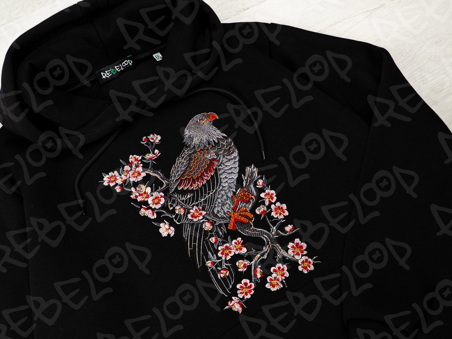 Eagle and Sakura embroidered sweatshirt