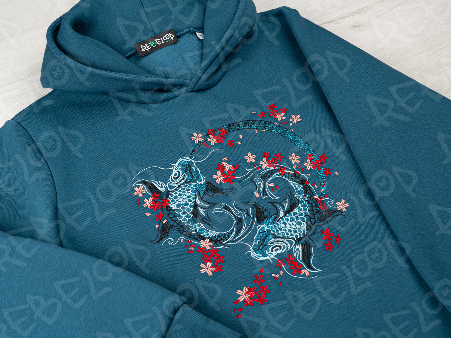 Carpe koi embroidered sweatshirt Azul