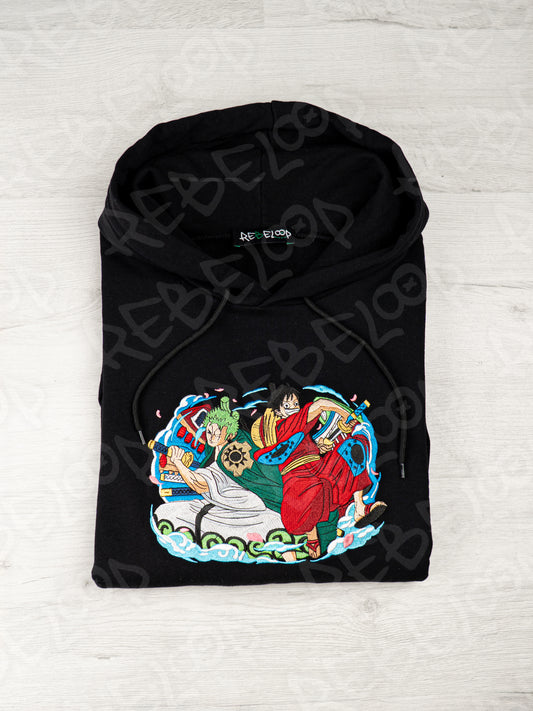 Felpa ricamata Luffy e Zoro