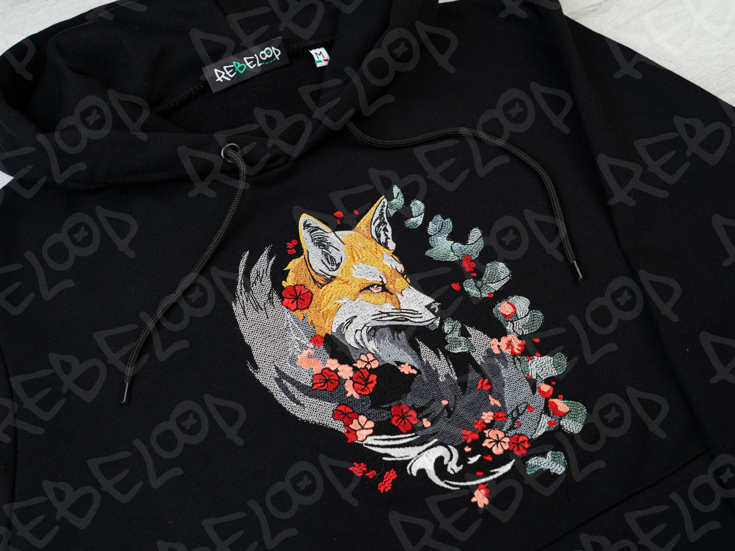 Japanese Fox Embroidered Sweatshirt