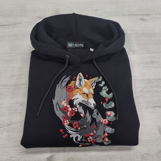 Japanese Fox Embroidered Sweatshirt
