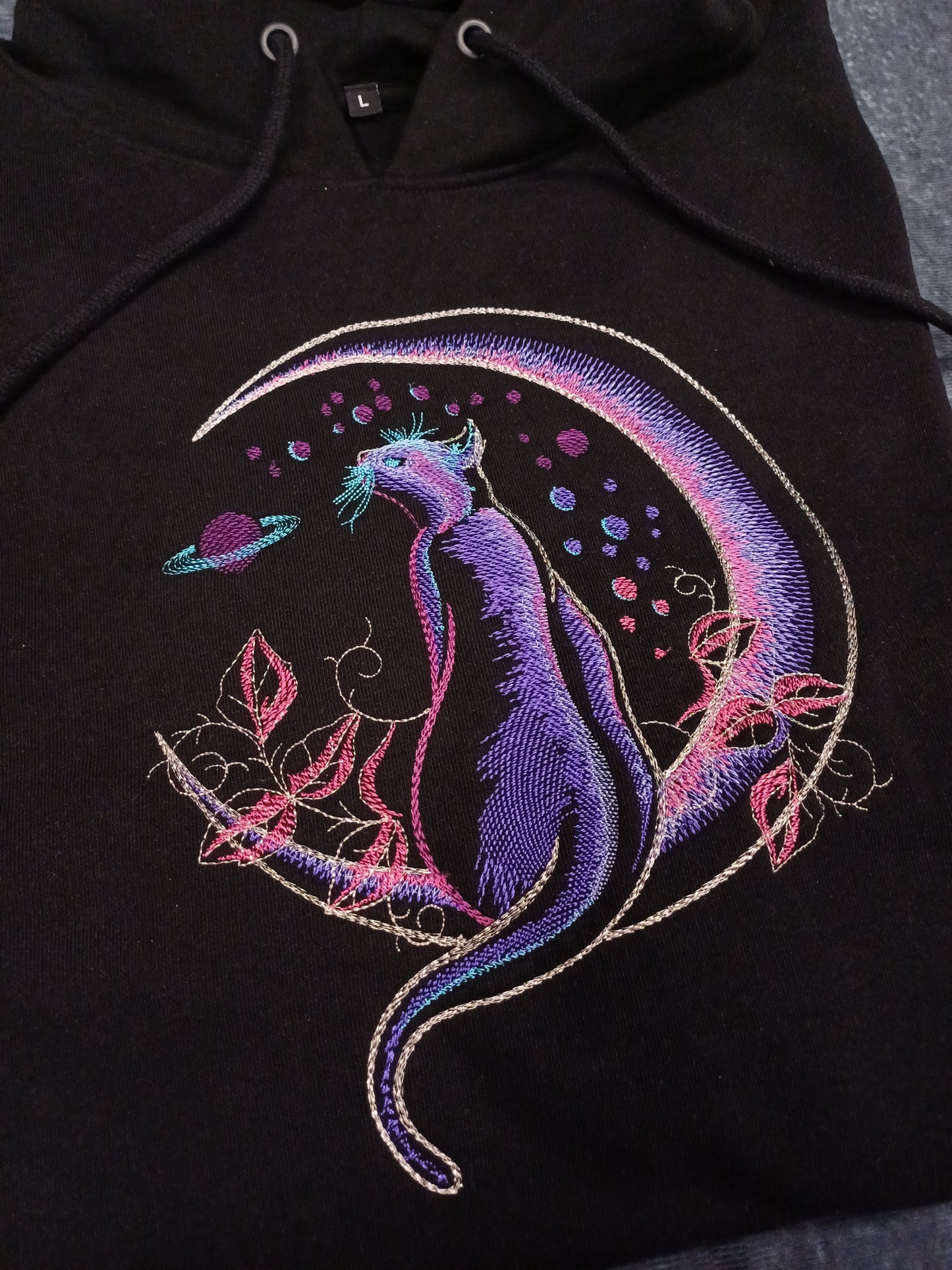 Moon Cat Embroidered Sweatshirt