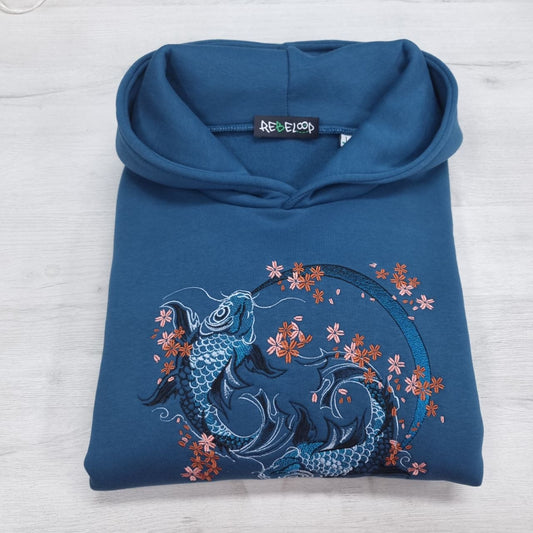 Carpe koi embroidered sweatshirt Azul