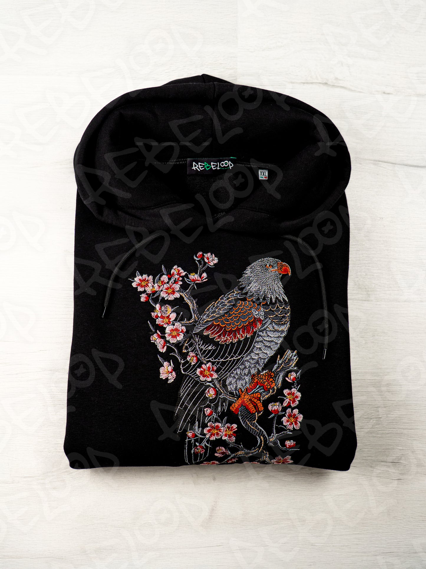 Eagle and Sakura embroidered sweatshirt