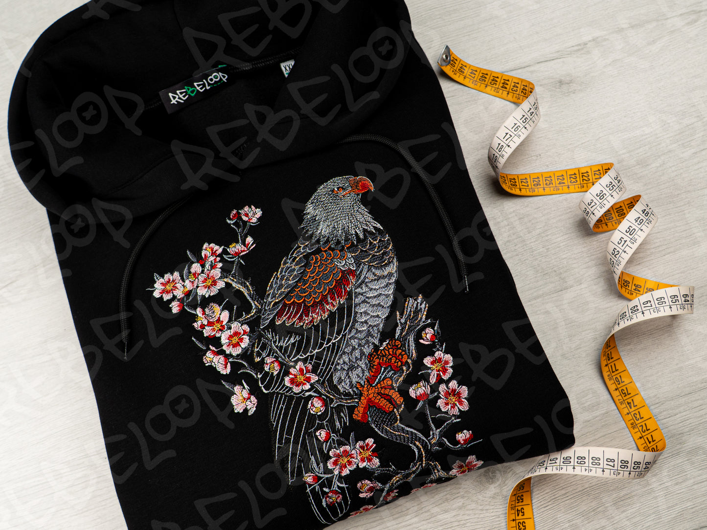 Eagle and Sakura embroidered sweatshirt