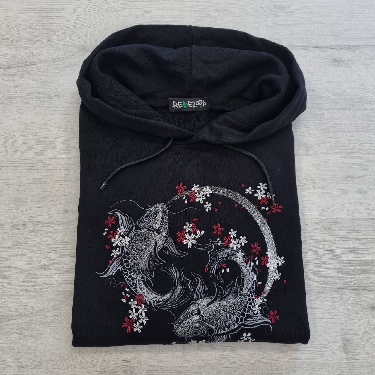 Embroidered Sweatshirt Koi Carp Chiaroscuro
