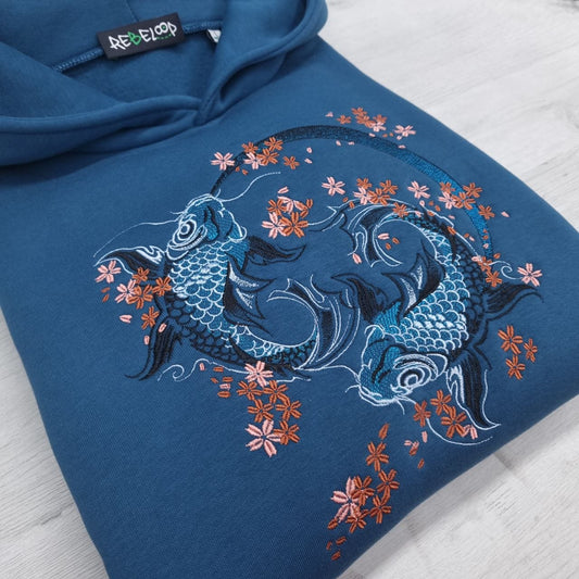 Carpe koi embroidered sweatshirt Azul