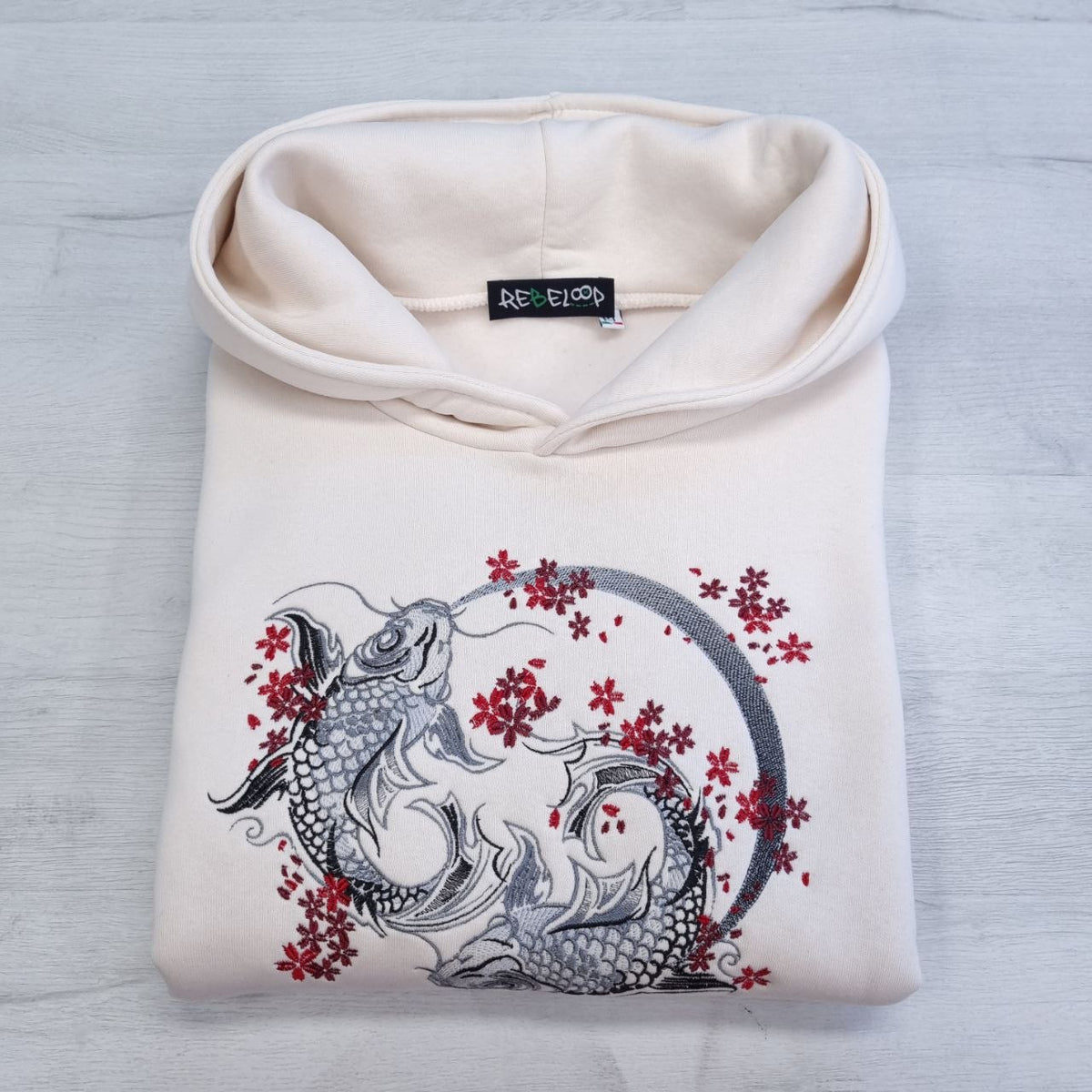 Carpe koi embroidered sweatshirt Azul