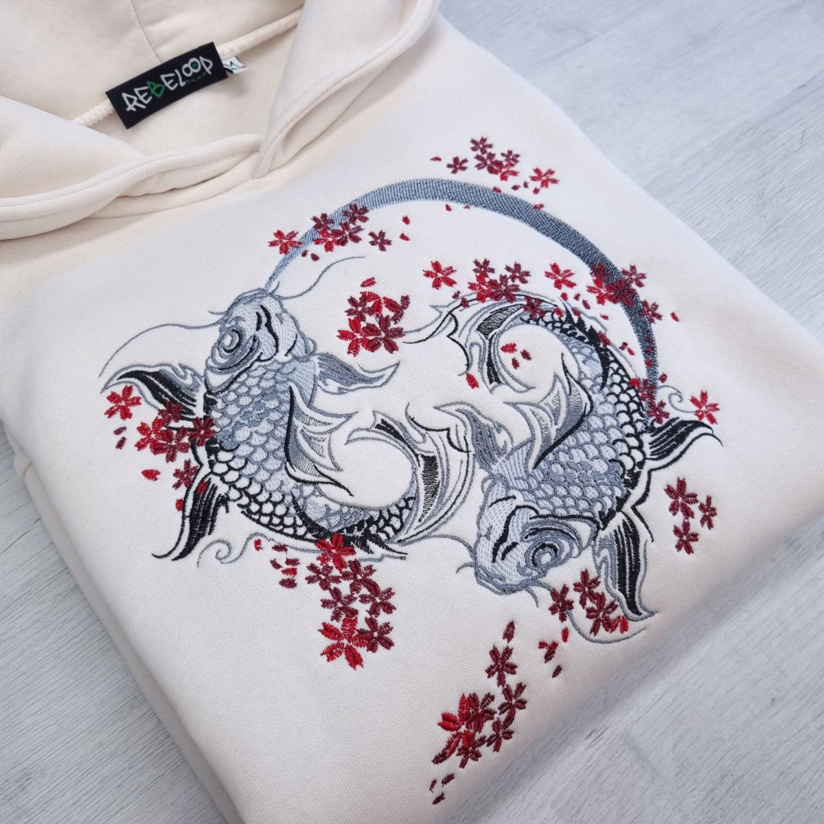 Carpe koi embroidered sweatshirt Azul