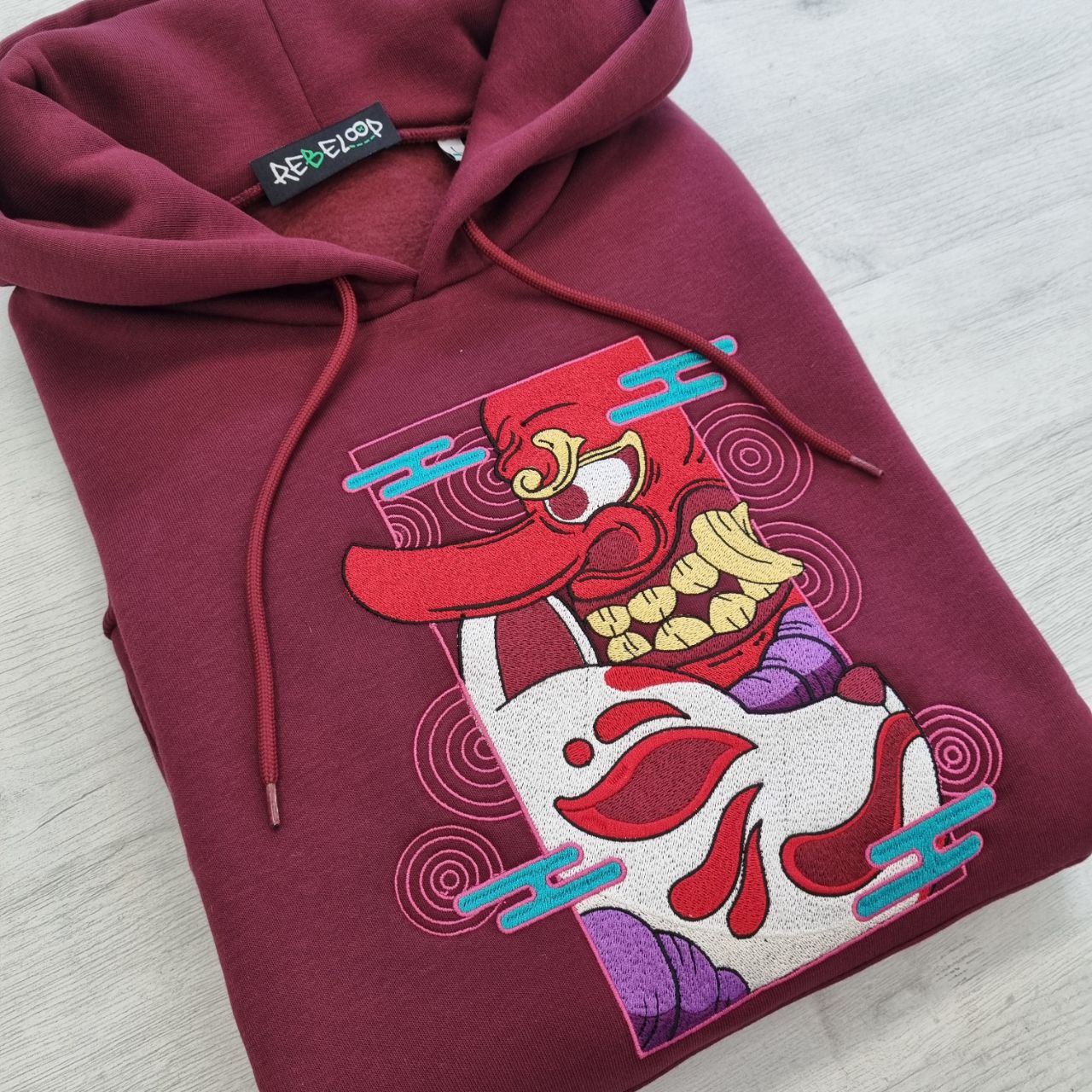 Japanese Fox Embroidered Sweatshirt
